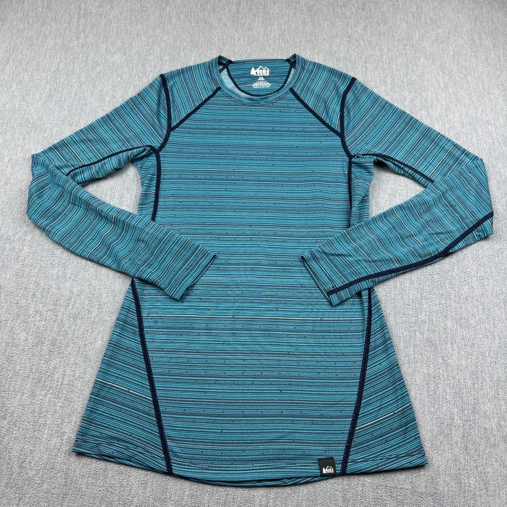 REI Co-op Shirt Womens XS Blue Long-Sleeve Base Layer Top Pullover Gym Workout